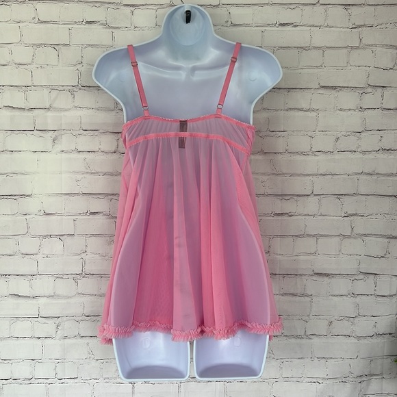 Sexy Little Things pink babydoll rhinestone lingerie top SZ 36C - Picture 5 of 10